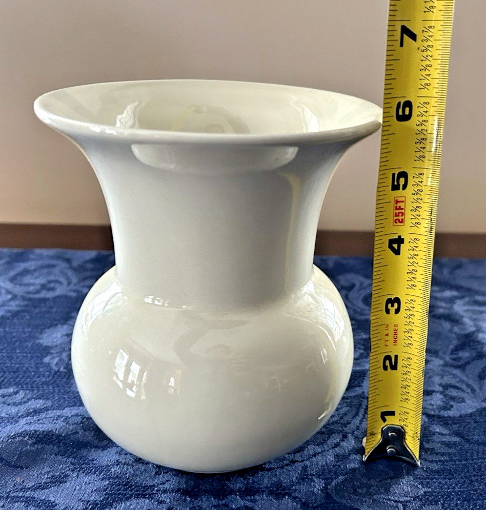 Vintage Italian Glazed Pottery Curved Vase Off-White Marked "C.E." 6" thumbnail 6