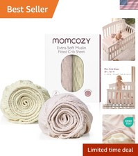 Luxurious Non-Slip Mini Crib Sheets - 38''x26'', 100 Cotton, 2 Pack Gift Set