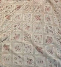 SHOWER CURTAIN white squares with pink flowers 100 polyester.No designers name