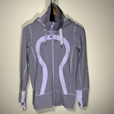 LULULEMON Scuba Hoodie Full Zip Lilac/Coal Stripe Yoga Jacket Sz 6 Perfect