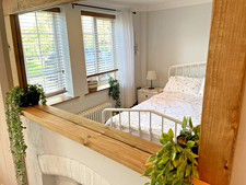 English Oak Waxed Mirror with Shelf | Farmhouse Rustic Wall Mirror