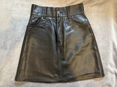 Damen Lederrock, Kunstleder, Minirock / Bleistiftrock, Schwarz, Größe S