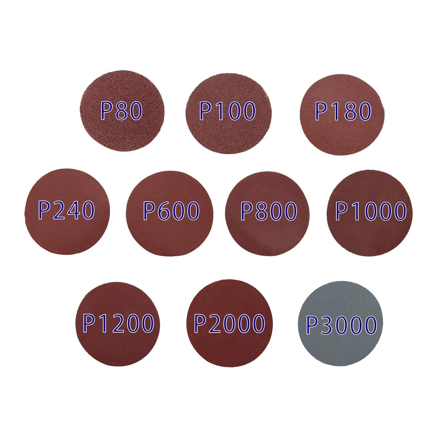 Sanding Discs 100 Pack 3 Inch Aluminum Oxide Grit for Wood Metal Finishing