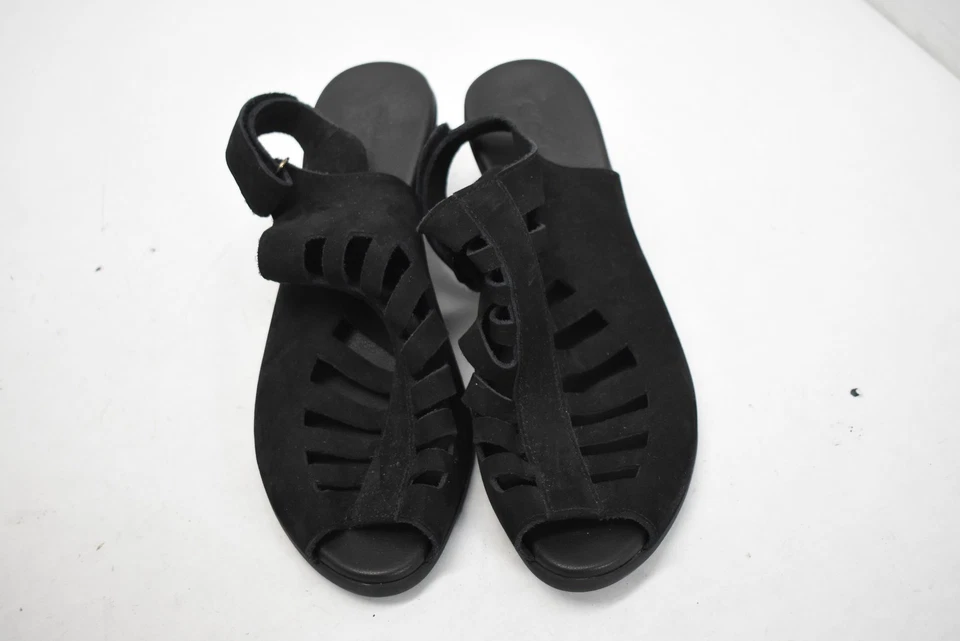 Zapatos Arche para mujer talla 38 sandalias de gamuza negras con cordones recorte punta abierta tacón Foto 2 de 4