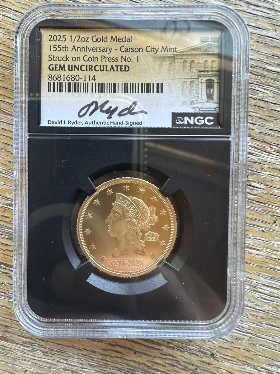 NGC 2025 Carson City Mint 155th Anniversary 1/2 oz. Gold Medal