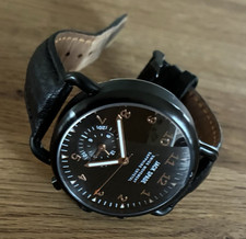 Jack Spade Herren Quarz Armbanduhr Saphirglas 5 ATM Leder schwarz 0118