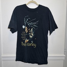 Vintage Bob Marley T Shirt Distressed Faded Reggae Band Tee Large