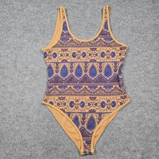 Intimately Free People Bodysuit Womens L Multi Floral Scoop Neck Snap Crotch