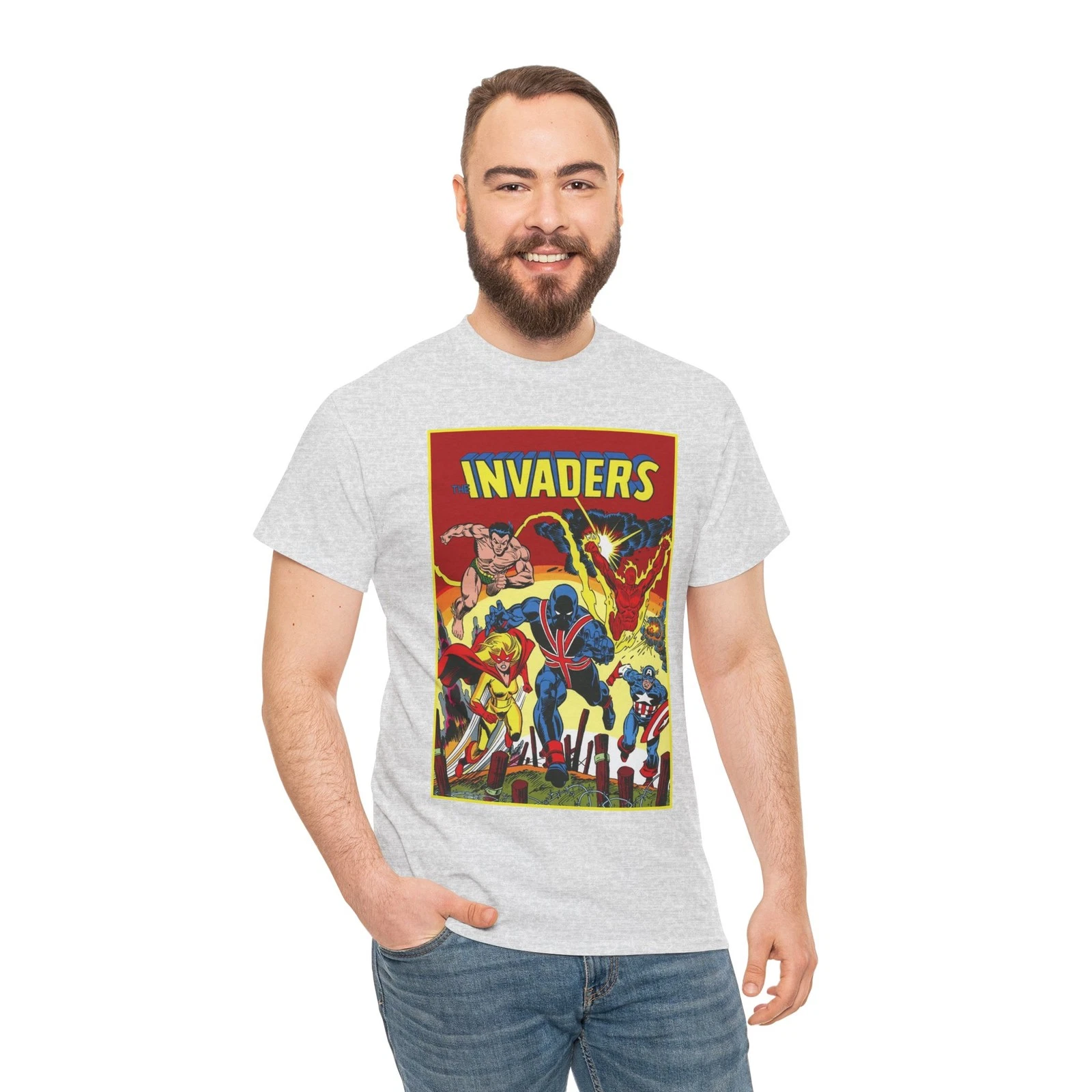 Invaders T-Shirt - Captain America, Human Torch, Namor, Spitfire - Marvel Comics