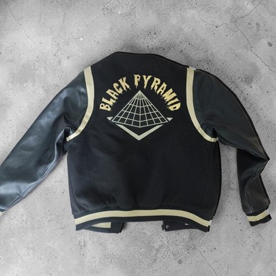 Black Pyramid Men's Drip Logo Varsity Jacket LARGE | eBay