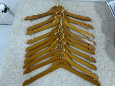 POLO Ralph Lauren LOT of 10 Brown Wooden Retail Store Curved Clothes Hangers