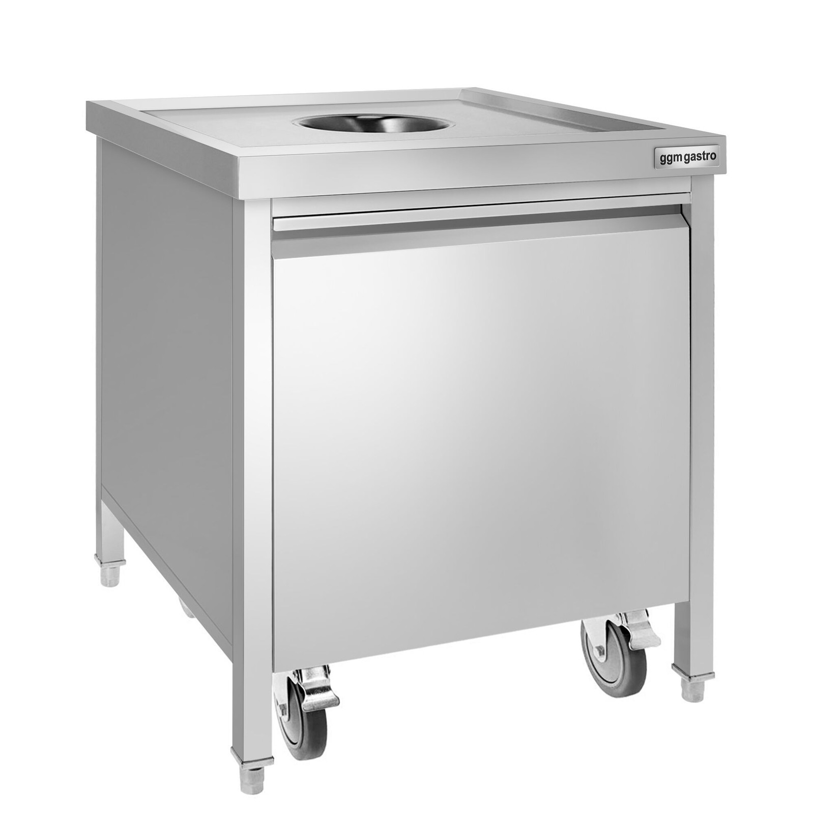 GGM Gastro Mülleimer mit Rollcontainer - Einwurföffnung & Frontauszug - 50L -