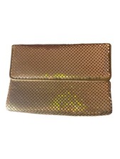 Whiting And Davis Gold Mesh Clutch With Crossbody Strap Vintage EUC