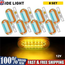 8X Trailer Lorry Van Bus Caravan 12V Truck Side Marker Light Dynamic LED Yellow