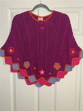 Hanna Andersson Pink  Orange Floral Cotton Knit Cape Poncho Girl's Size Large