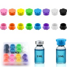 3ml Glass Vial Caps, Peptide Silicone Protective 16Pcs / 8Colors