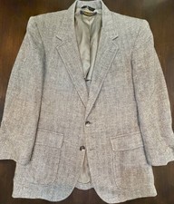 Y-21 Brooks Brothers 38 R Gray Herringbone Wool 2-Button Blazer VNTG USA 1960's