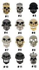 Skull Belt Buckle Men Women Blinged Out Gold Metal Halloween Party Costume Big