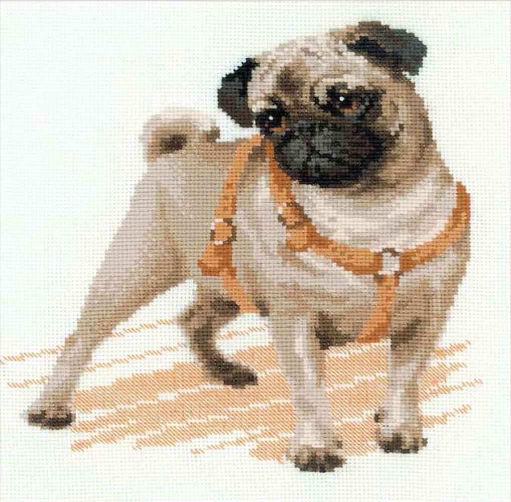Riolis counted cross stitch Kit Pug Dog, DIY