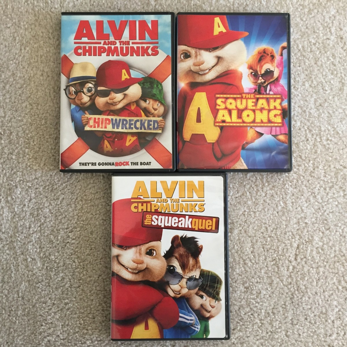 Lot 3 DVDs Alvin & the Chipmunks Chipwrecked, Squeak Along