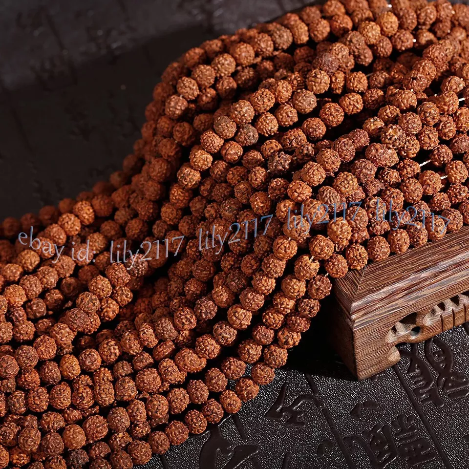 Collar Budista Tibetano 108 piezas Genuino Rudraksha Bodhi Oración Cuentas Sueltas Hágalo Usted Mismo Foto 3 de 4