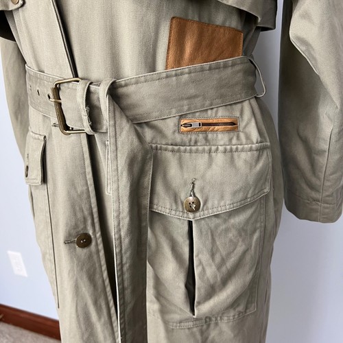 Vintage Together cappotto trench militare donna spolverino verde kaki taglia 10 alto - Foto 5 di 15