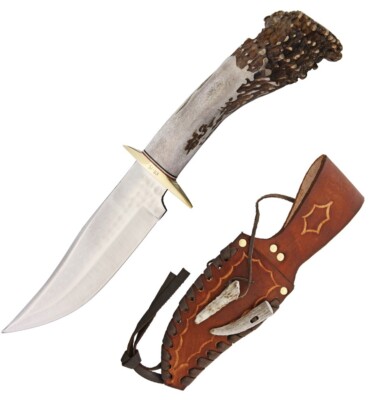 Ken Richardson Knives Fixed Knife 6'' 1085HC Steel Blade Shed Deer Antler Handle