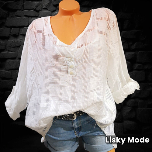 Italy Oversized Damen Blusenshirt+Top Bluse transparent mit Mesh 38 40 42 Rosa - Bild 7 von 12