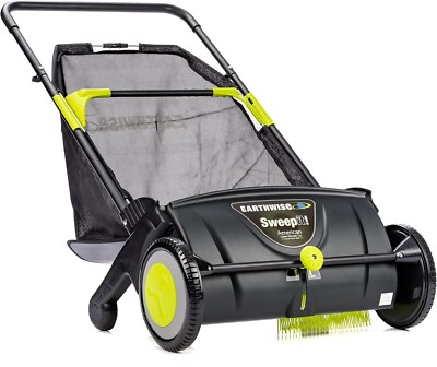 26 Gallon Lawn Sweeper Adjustable Walk Behind Cleaner Push Leaf Grass Collector