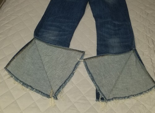 Flying Monkey,Black Label, Split Hem, Flare, Mid Rise Jeans Size 30 Navy Blue - Picture 5 of 9