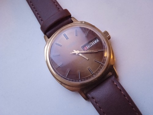 ☭ Watch Slava 26 jewels USSR Vintage Soviet *SERVICED* Gold Plated - Picture 2 of 14