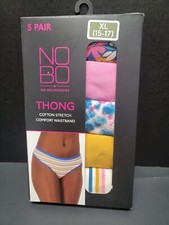 5-Pack No Boundaries Women  s XL 15-17 Cotton Stretch THONG Underwear - NEW  
