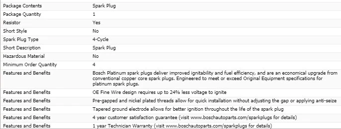 6 bujías Bosch Platinum para MITSUBISHI GALANT V6-3,0 L 1999-2000 Foto 4 de 4