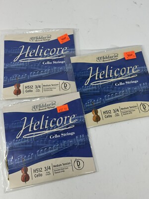 NEW - D'Addario Helicore Medium Tension Cello String  3/4 H512 Lot Of 3