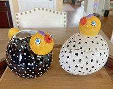 Department 56 Vintage McNutt's Polka Dot Chickens Creamer & Sugar Bowl with lid