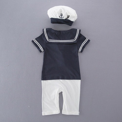 Baby Boys Girls Sailor Costume Suit Outfit Dress Romper Clothes + HAT Set 3-18M - Picture 19 of 21