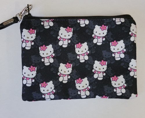 HELLO KITTY SILHOUETTE BLACK WALLET / CLUTCH BAG WITH DETACHABLE WRIST STRAP  - Picture 2 of 3