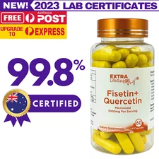 Fisetin Quercetin 99.8% Australia 500mg x 60 Capsules Extra Lifespan Supplement