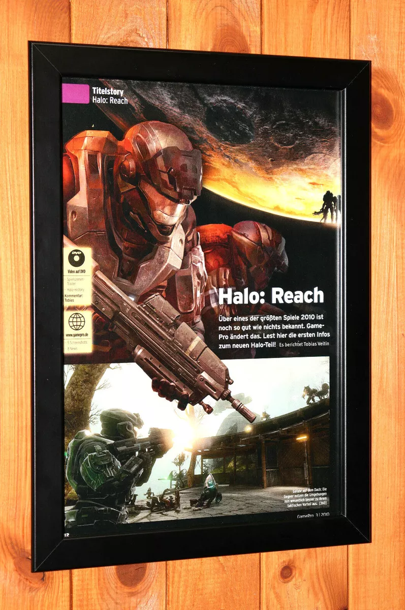 Halo Reach Xbox 360 Xbox One Rare Old Small Promo Poster / Ad Page Framed