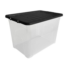 Clear Plastic Storage Boxes with Lids Home OfficeBox Stackable Containers 75L X4