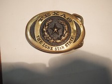 HERITAGE MINT 1977 BRASS BELT BUCKLE TEXAS THE LONE STAR STATE