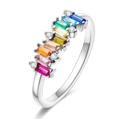 MULA Europäische bunte Süßigkeiten Ring Pave AAA CZ für Frauen 925 versilbert - Bild 1 von 4