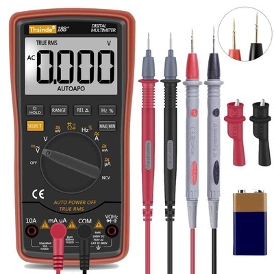Auto Ranging Digital Multimeter TRMS 6000 with Battery Alligator Clips Test 