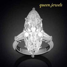 Lab-Created 6CT Marquise Cut Diamond Engagement Wedding Ring 14K White Gold Over