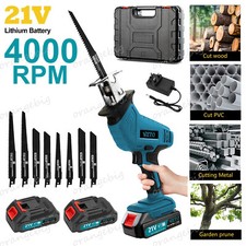 21V Reciprocating Saw Cordless Sabre Saw with 2.0Ah 2Batteries Electric Hand Saw