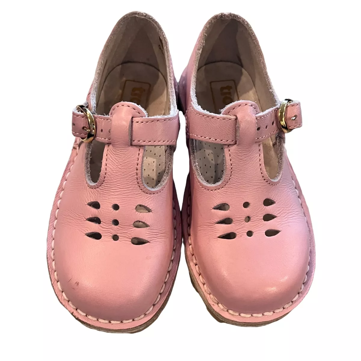 Trotty SZ 8.5 9 EU 25 Girls Pink Leather English Sandals Shoes Babybotte |