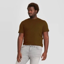 L tall Mens Big and Tall T-Shirt DARK BROWN Goodfellow Crew Neck Short Sleeve