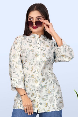 Women's Rayon Shirt | Casual Long Sleeve Collared Button Down Tunic Top - Bild 30 von 40