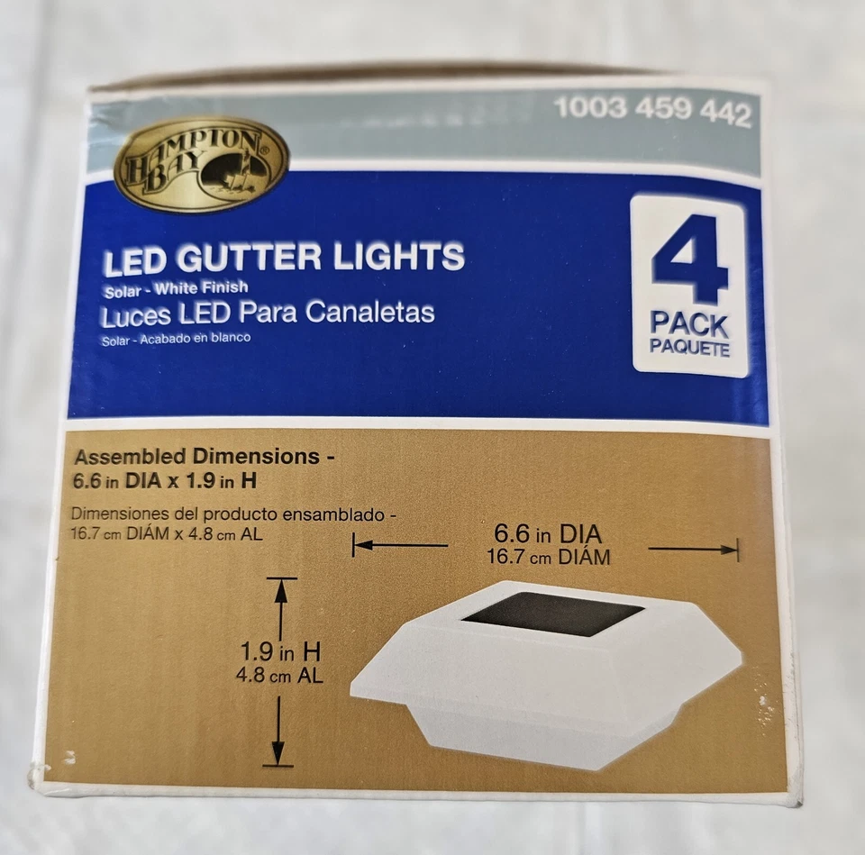 4 Pk Hampton Bay Roof Gutter Light Solar Powered Security LED Outdoor White 4 Pk - Image 2 of 4