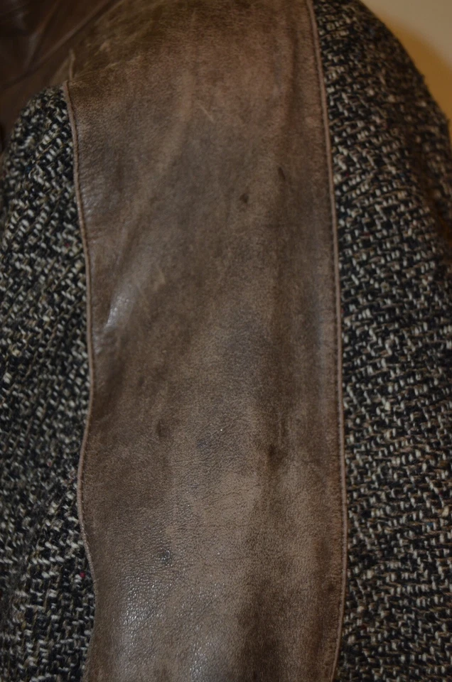 Winlit Leather Cargo Mountain Tweed City Mod Rugged M/L Jacket Coat VTG 80s 90s - Image 2 of 4